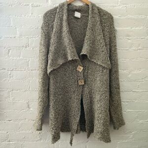 Parkhurst Womens Chunky Knit Cardigan Sweater Shawl Collar Wood Buttons Boho L